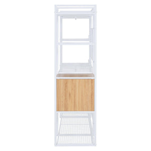 Open-Style Wardrobe with Hanging Rails, Shelves and Drawers, White - LamCham