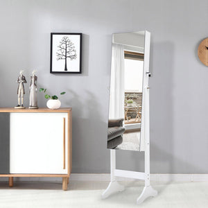 Fashion Simple Jewelry Storage Mirror Cabinet With LED Lights, For Living Room Or Bedroom, White