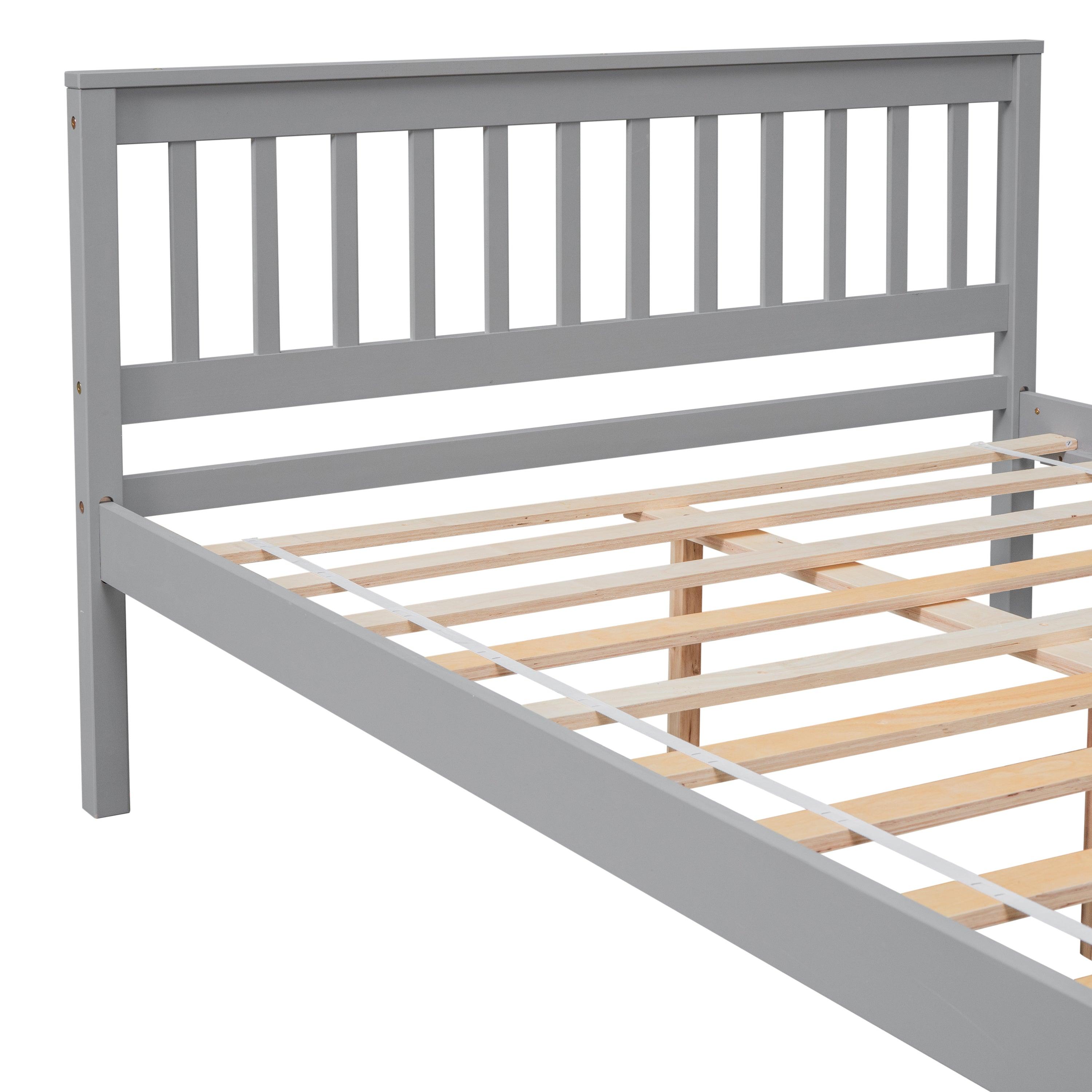 Full Bed With Headboard, Footboard And Nightstand For Kids, Teens, & Adults, Grey