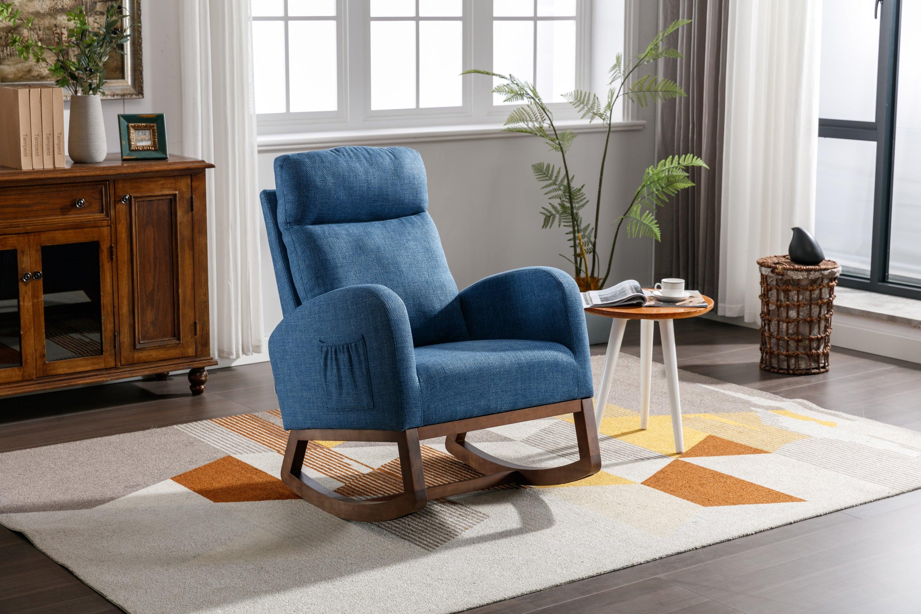 🆓🚛 Comfortable Rocking Chair Living Room Chair, Blue