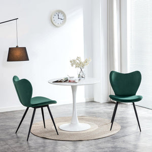 Dining Chairs Set Of 2, Dark Green Velvet  Chair Modern Kitchen Chair With Metal Leg