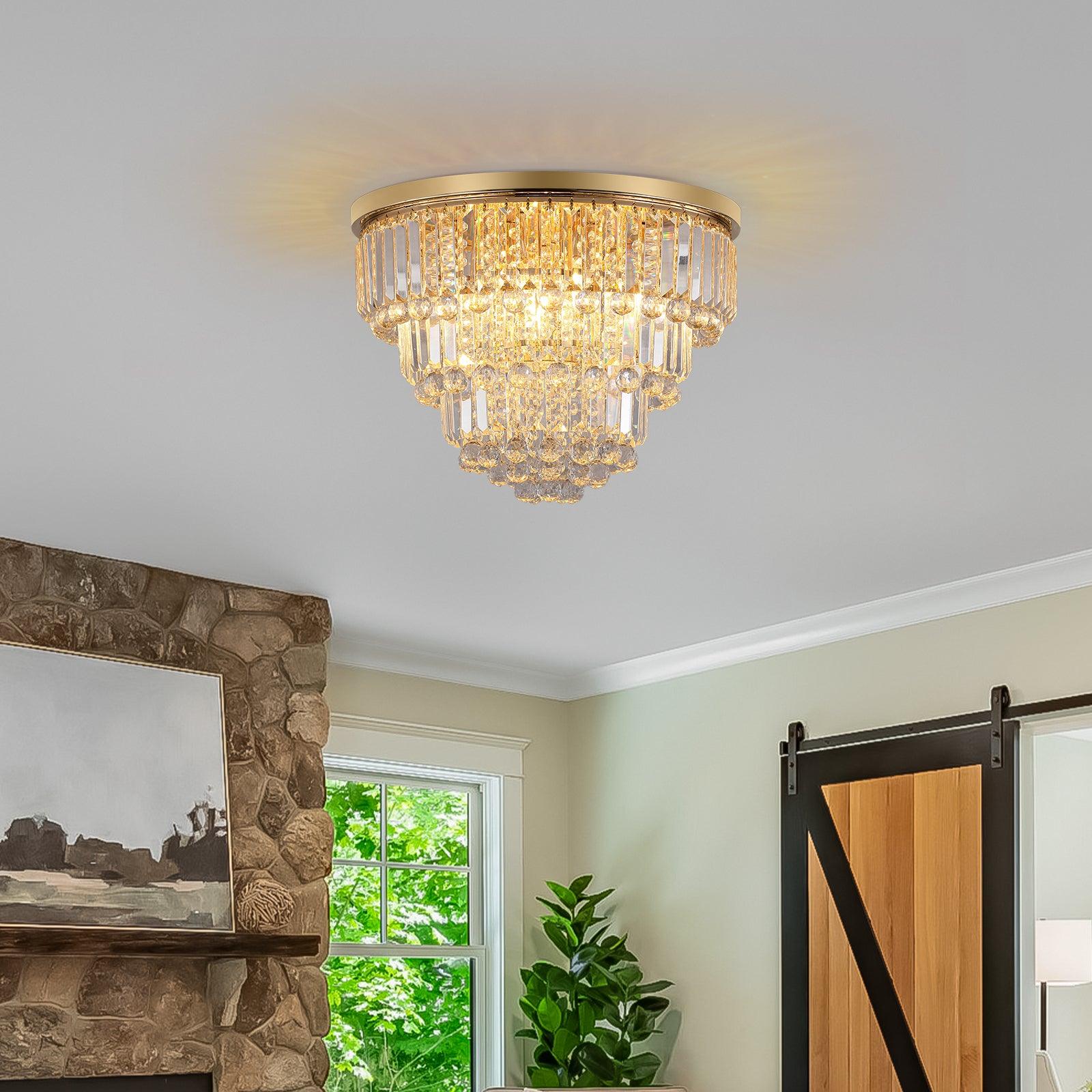 🆓🚛 Gold Luxury Modern Style Crystal Lights, Large Ceiling Chandeliers, Dining Room, Living Room, Bedroom