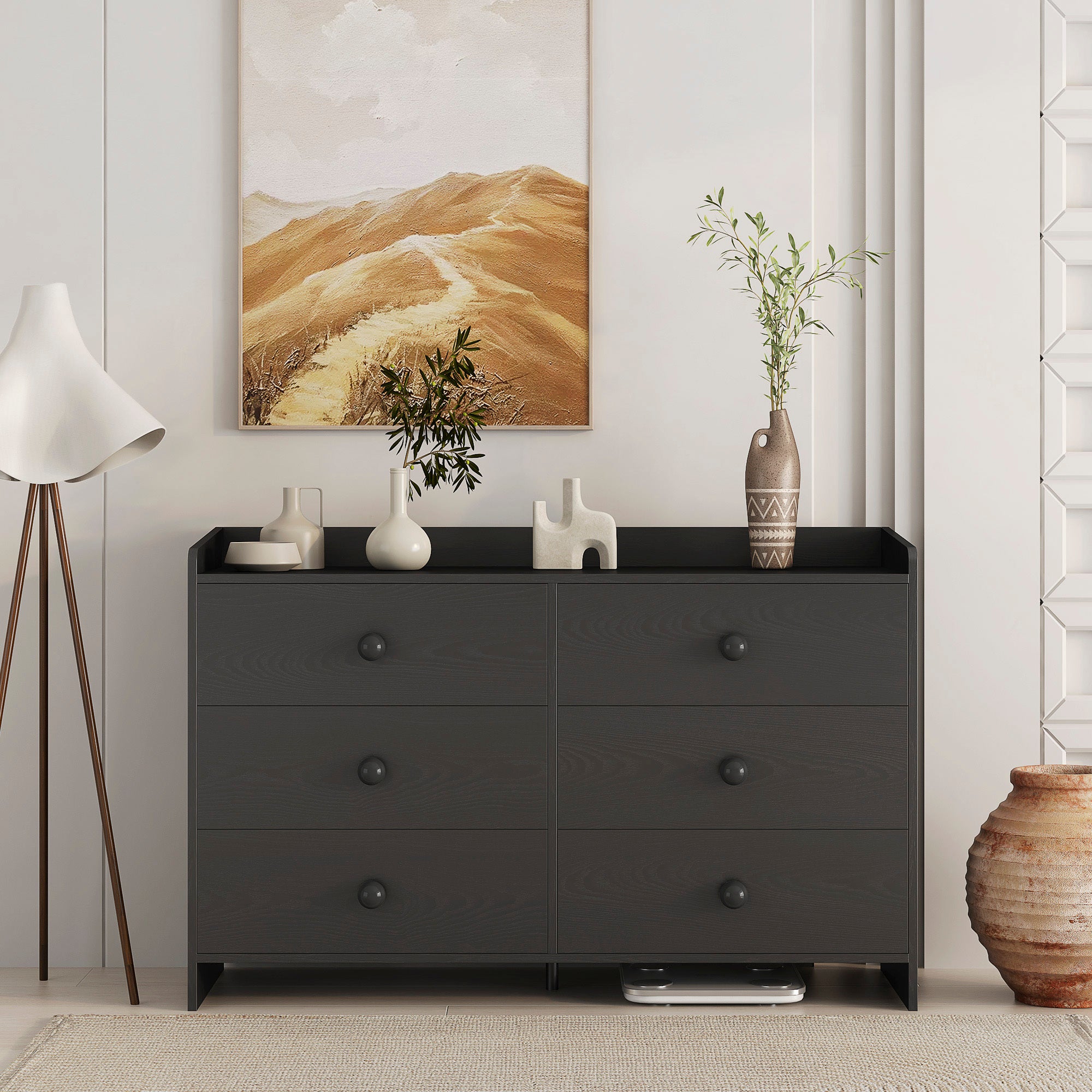 🆓🚛 6 Drawer Chest With Wide Storage, Modern Contemporary 6-Drawer Cabinet