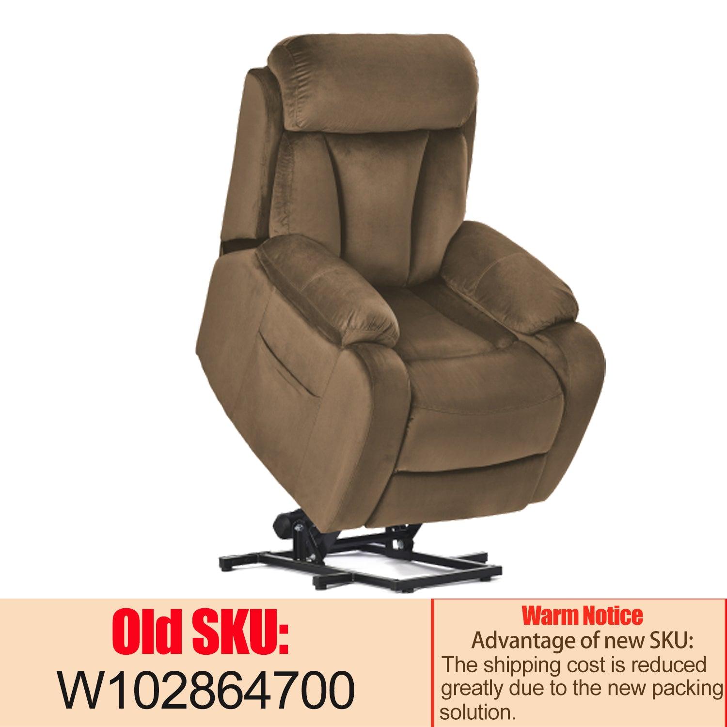 🆓🚛 Lift Chair Recliner for Elderly, Power Remote Control Recliner Sofa Relax Soft Chair Anti-Skid Australia Cashmere Fabric Furniture Living Room (Brown)