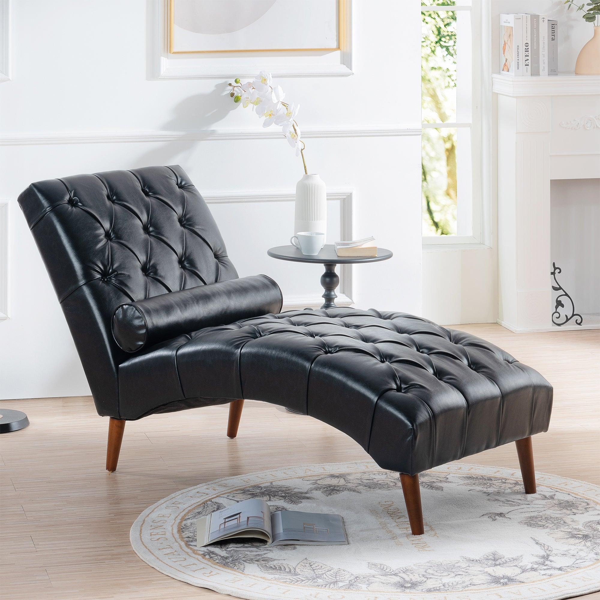 🆓🚛 Upholstered Chaise Lounge, Black