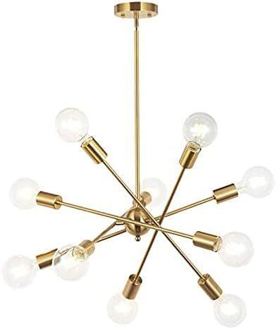 🆓🚛 Modern Sputnik Chandelier Lighting 10 Lights With Adjustable Arms Brushed Brass Pendant Lighting