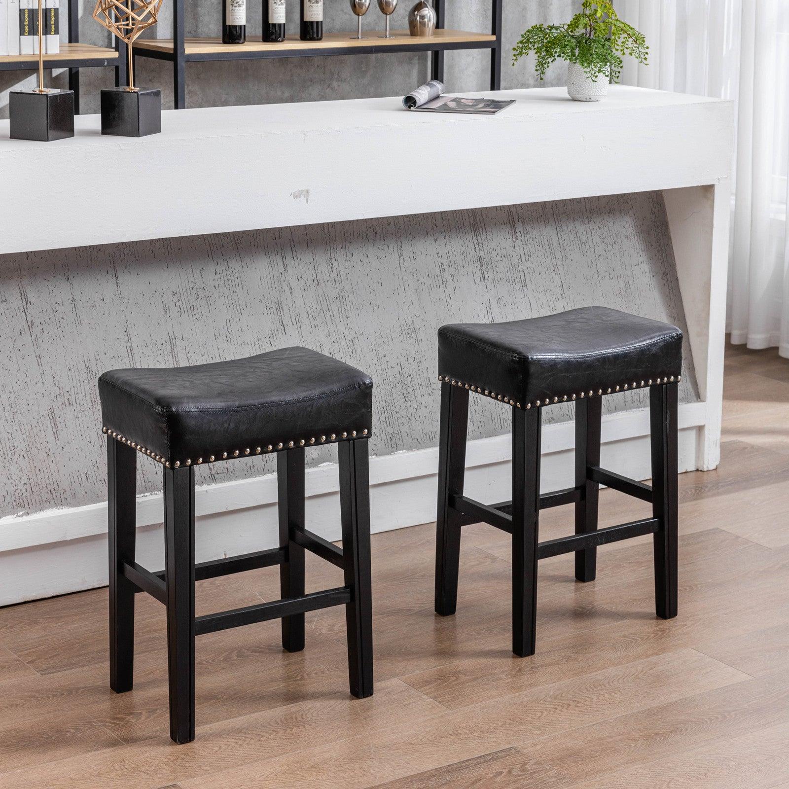 🆓🚛 Ouchcouch Set Of 2 Counter Height 26" Bar Stools for Kitchen Counter, Black
