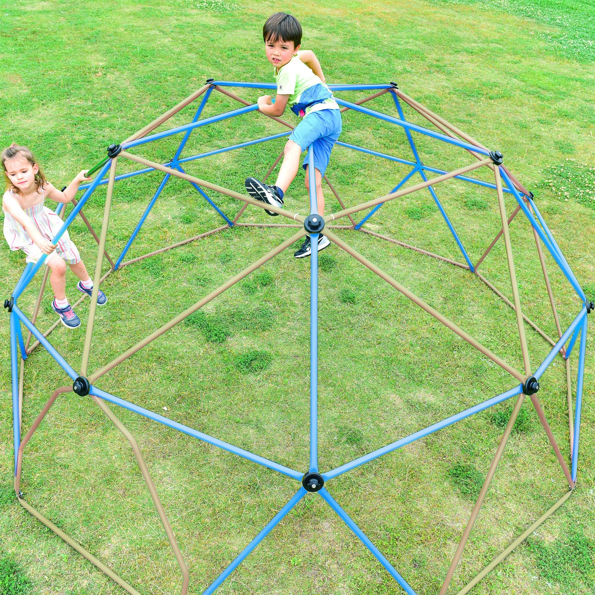 🆓🚛 Kids Climbing Dome Tower - 12 Ft Jungle Gym Geometric Playground Dome Climber Monkey Bars Play Center, Rust & Uv Resistant Steel Supporting 1000 Lbs