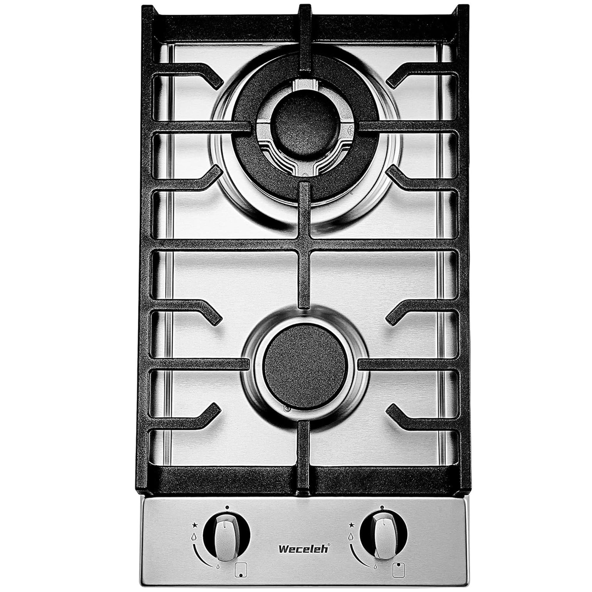 🆓🚛 12" Propane Gas Stove Top With 2 Burner Built-In Dual Cooktop Stainless Steel NG/LPG