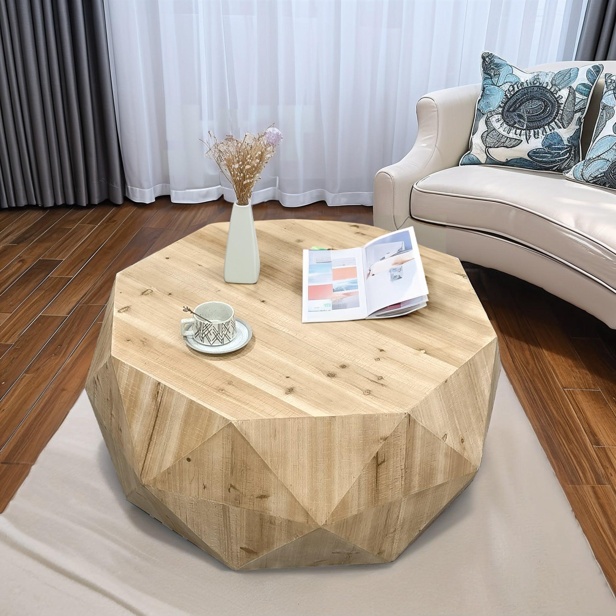 🆓🚛 38.58" Three-Dimensional Embossed Pattern Design American Retro Style Coffee Table