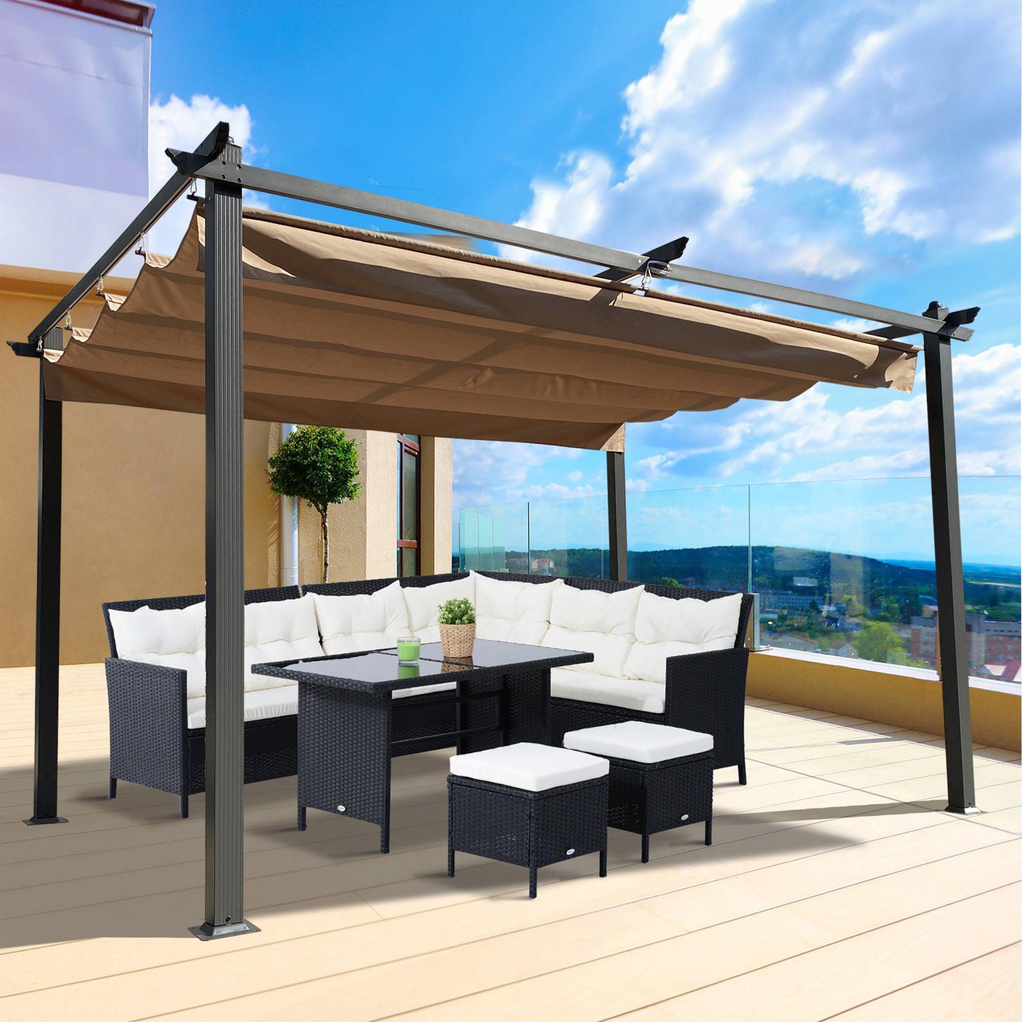 🆓🚛 13 X 10 Ft Outdoor Patio Retractable Pergola With Canopy Sun Shelter Pergola for Gardens, Terraces, Backyard