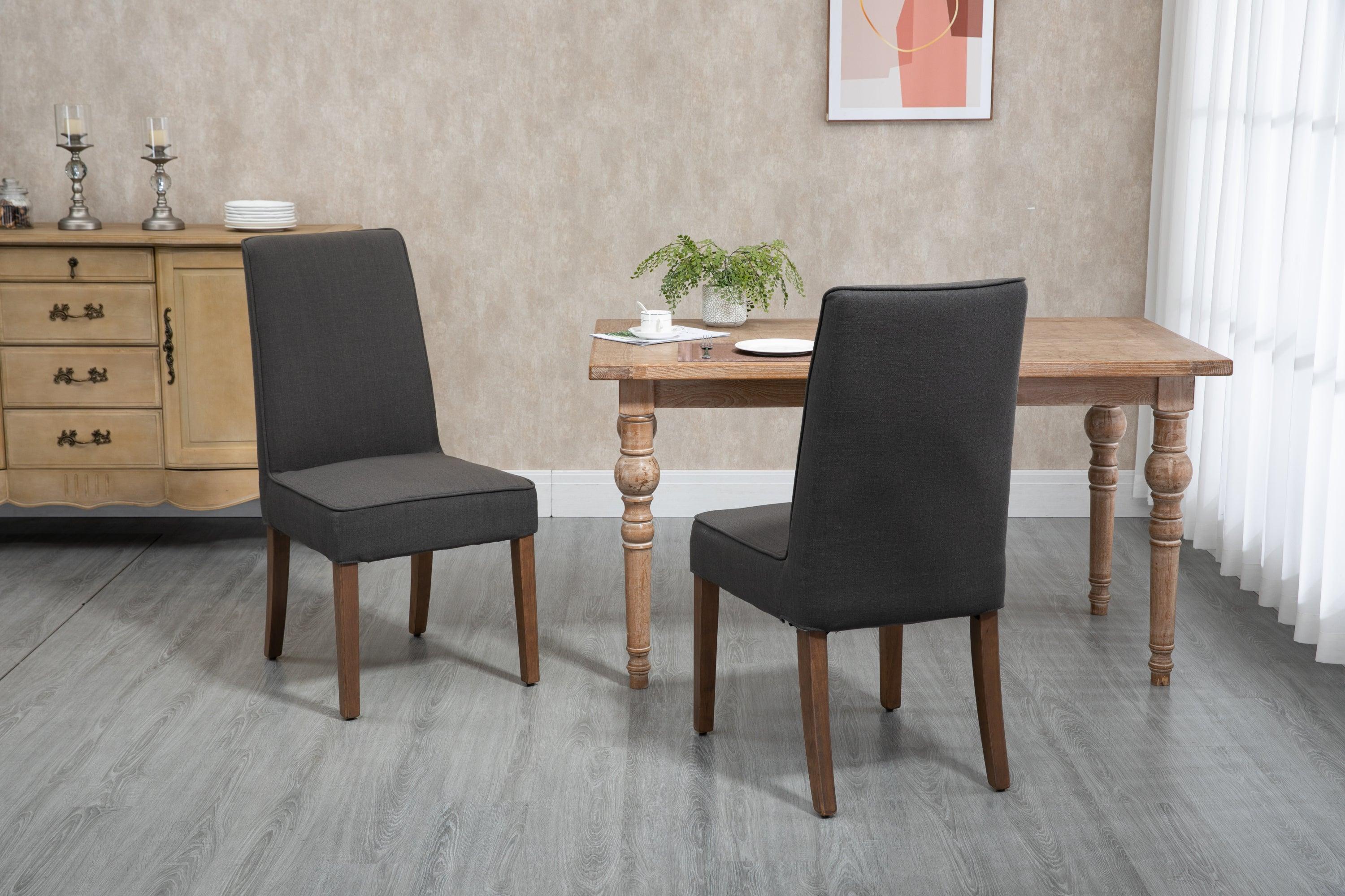 🆓🚛 Set Of 2 Simple Cover Removable & Washable Upholstered Parsons Chairs With Solid Wood Legs - Gray