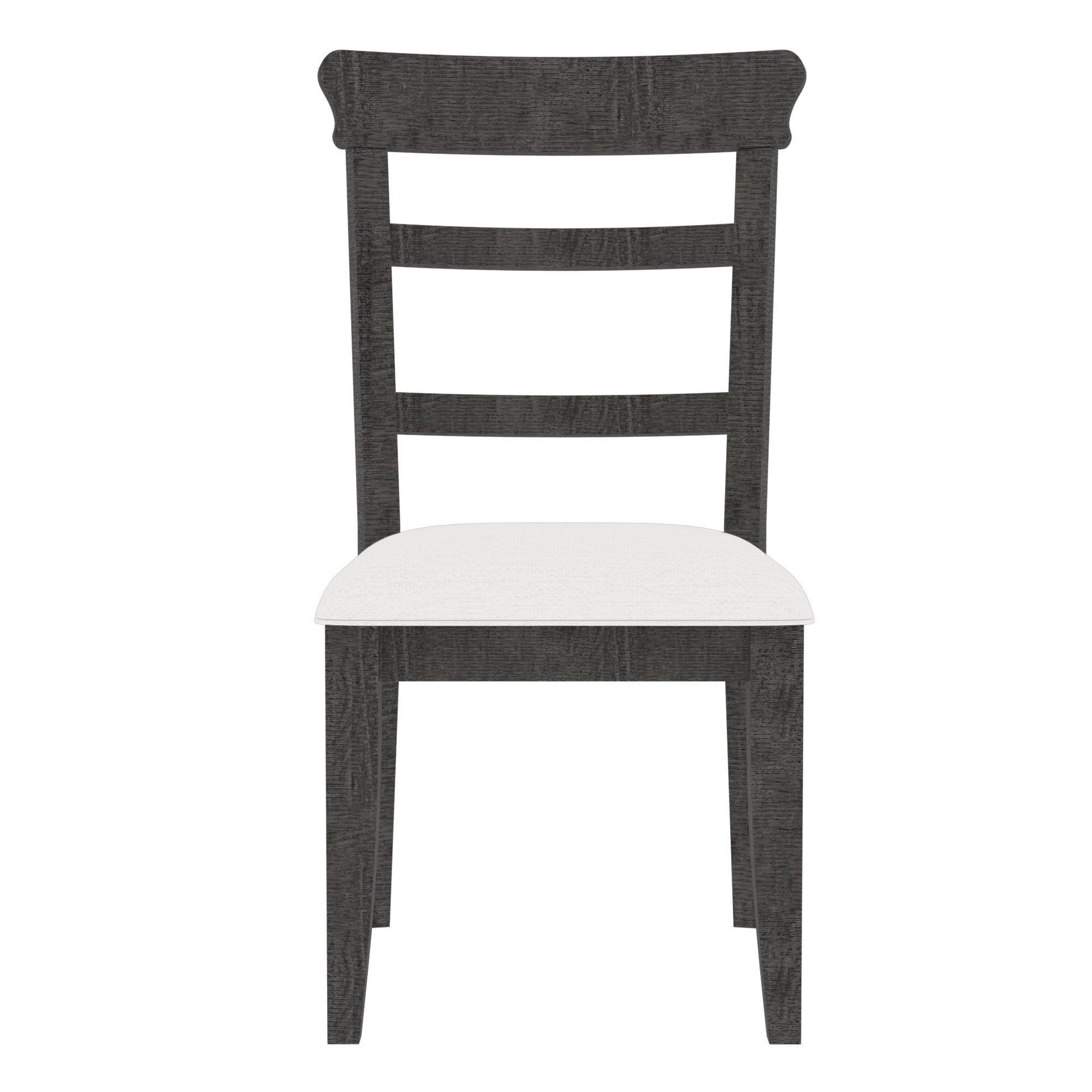 Dining Chair(19.1*24*37.4inch) Set of 2, Upholstered Cushion Seat Wooden Ladder Back Side Chairs Dark Gray