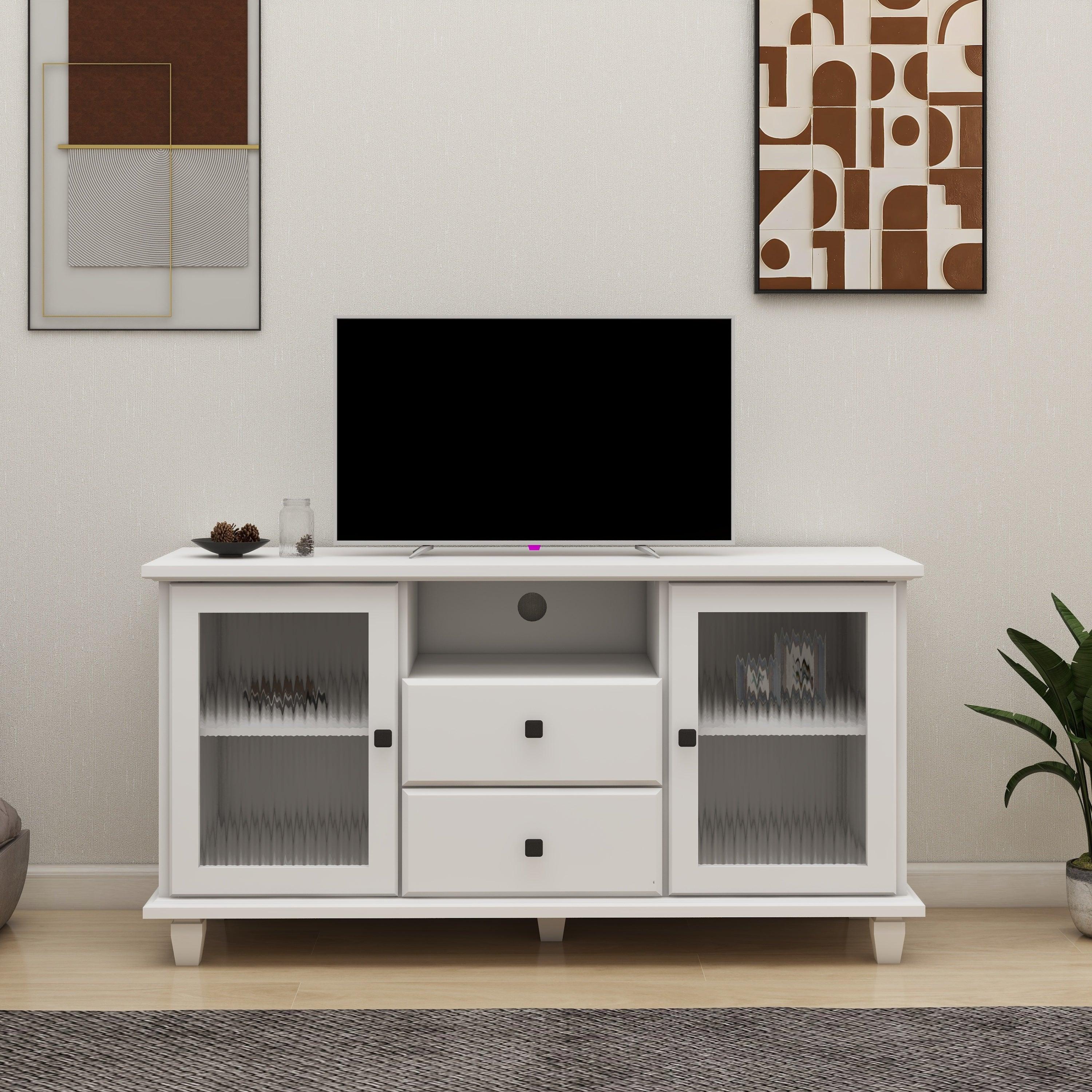 🆓🚛 Ultra White Changhong Glass TV Cabinet