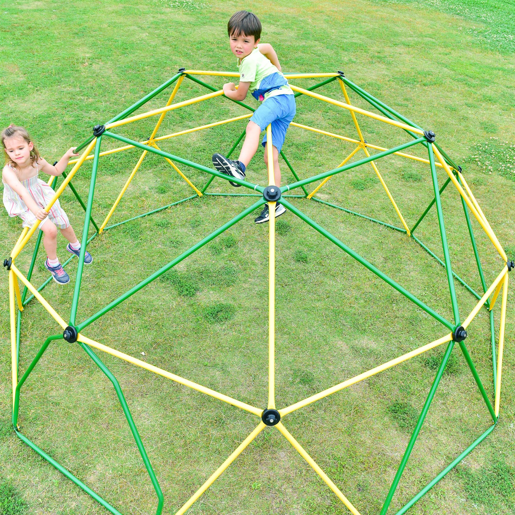 🆓🚛 Kids Climbing Dome Tower - 12 Ft Jungle Gym Geometric Playground Dome Climber Monkey Bars Play Center, Rust & Uv Resistant Steel Supporting 1000 Lbs