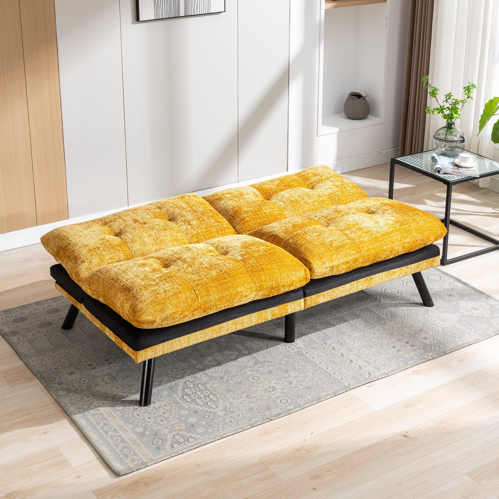 🆓🚛 Lamcham 24Yw Convertible Adjustable Lounge Couch Sofa Bed - Yellow