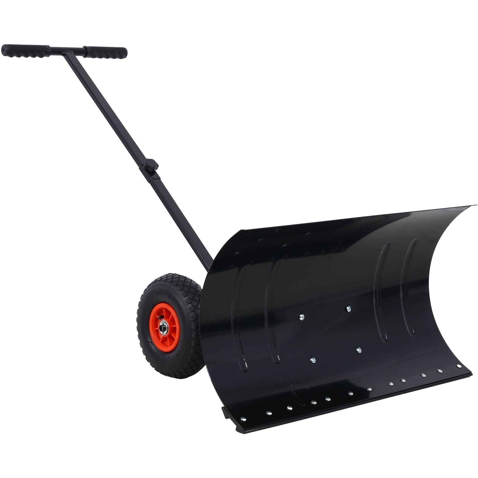 🆓🚛 Snow Shovel With Wheels, Snow Pusher, Cushioned Adjustable Angle Handle Snow Removal Tool, 29" Blade, 10" Wheels