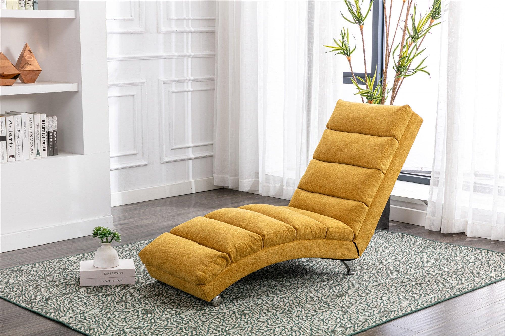 🆓🚛 Linen Chaise Lounge Indoor Chair, Modern Long Lounger for Office Or Living Room