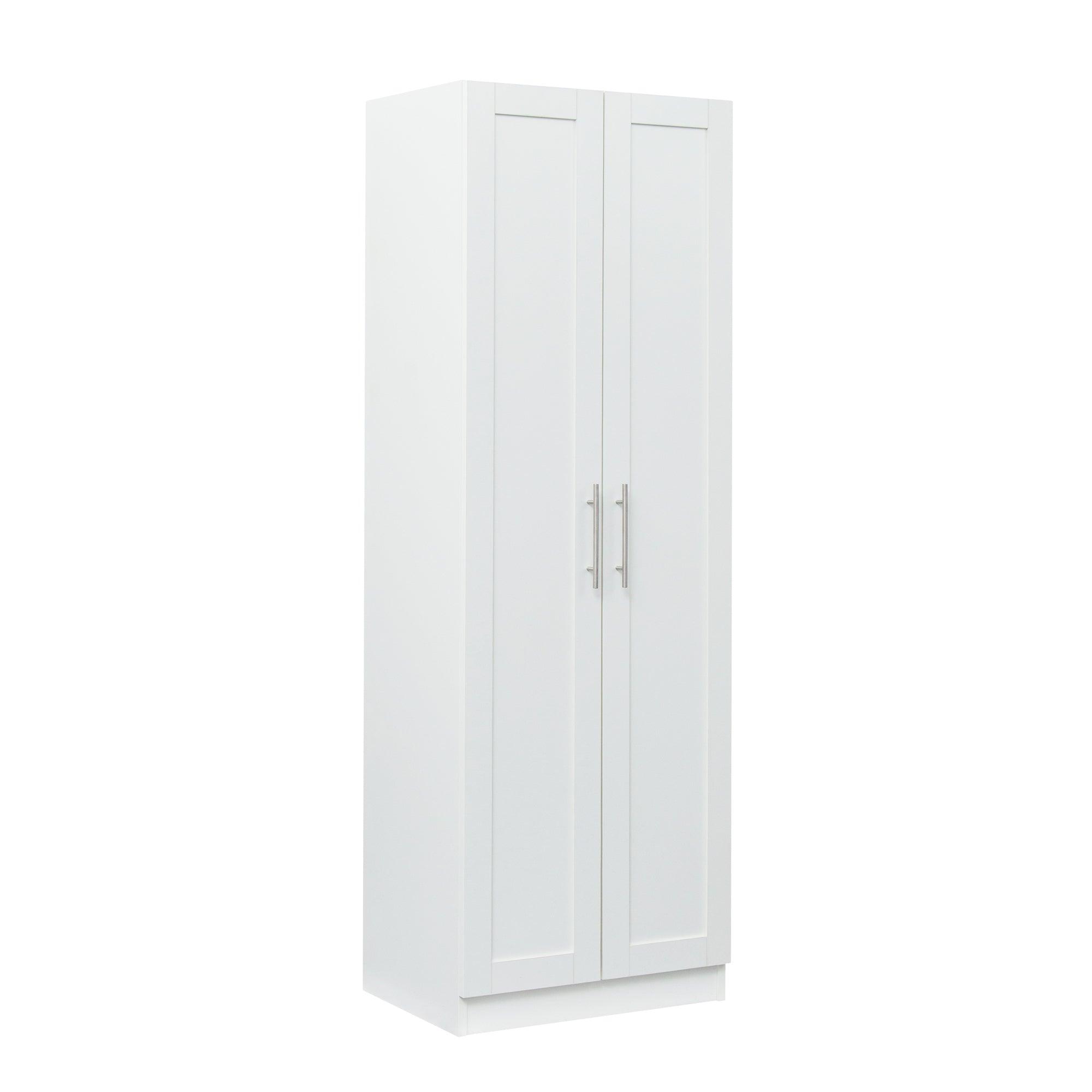 High Wardrobe And Kitchen Cabinet With 2 Doors And 3 Partitions To Separate 4 Storage Spaces, White