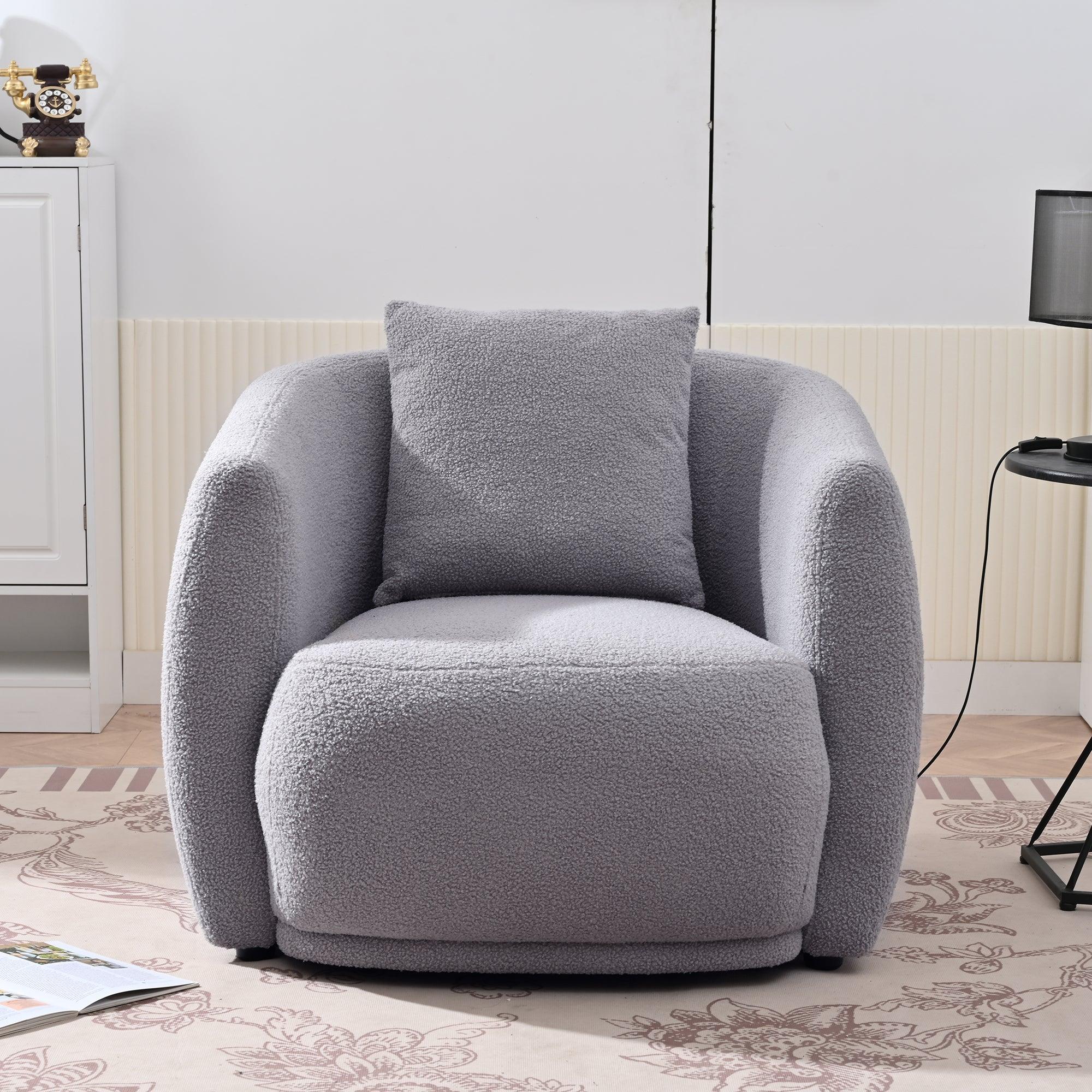 🆓🚛 Upholstered Chair, Modern Arm Chair for Living Room & Bedroom, With 1 Pillow