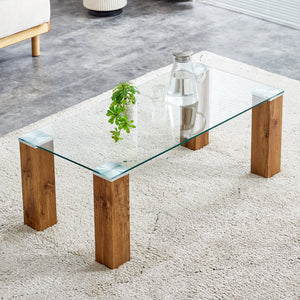 Glass-Top Coffee Table, Tea table, with MDF Legs - Stylish Blend of Elegance and Durability