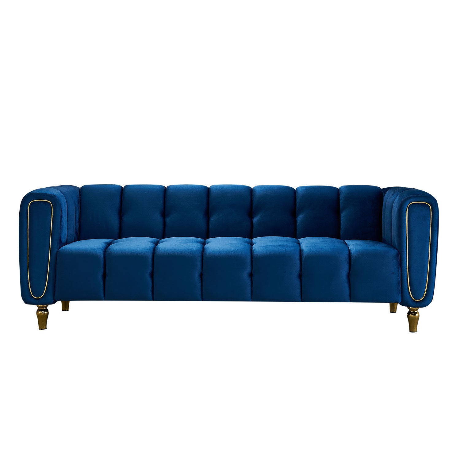 🆓🚛 83.07" Modern Velvet Sofa  for Living Room, Blue