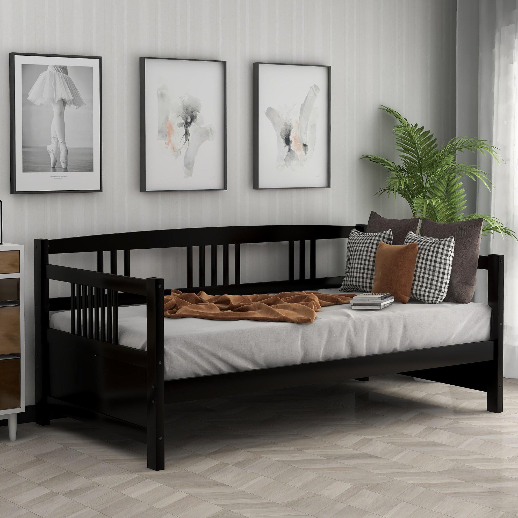 🆓🚛 Modern Solid Wood Daybed, Multifunctional, Twin Size, Espresso