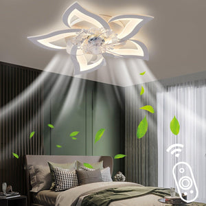 27" Ceiling Fan With Lights Remote Contro Dimmable LED, 6 Gear Wind Speed Fan Light