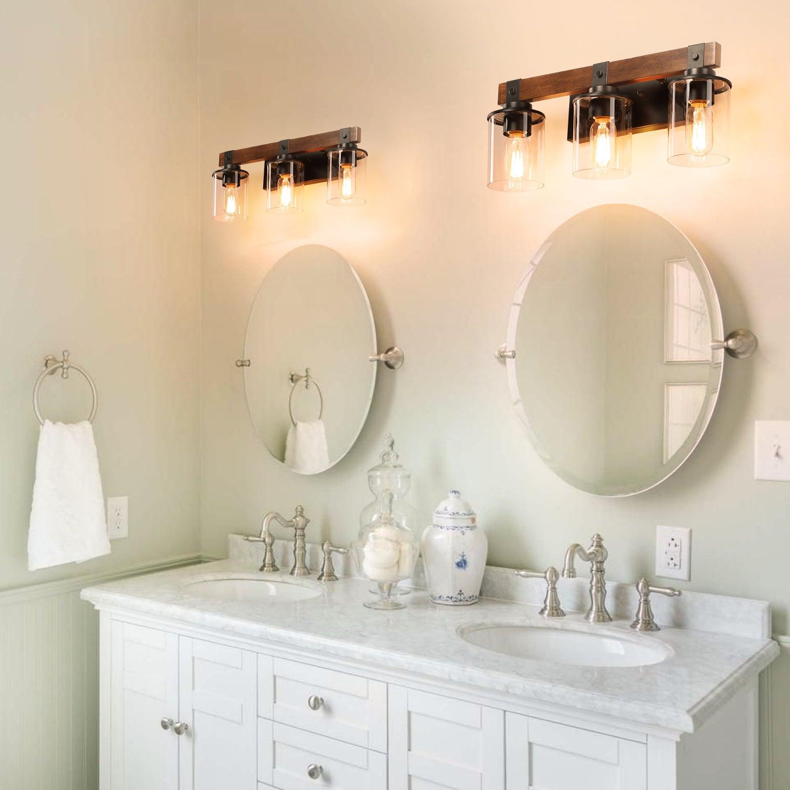 🆓🚛 3-Lights Farmhouse Vanity Lights Fixture Rustic Bathroom Light Fixture Bathroom Sconce