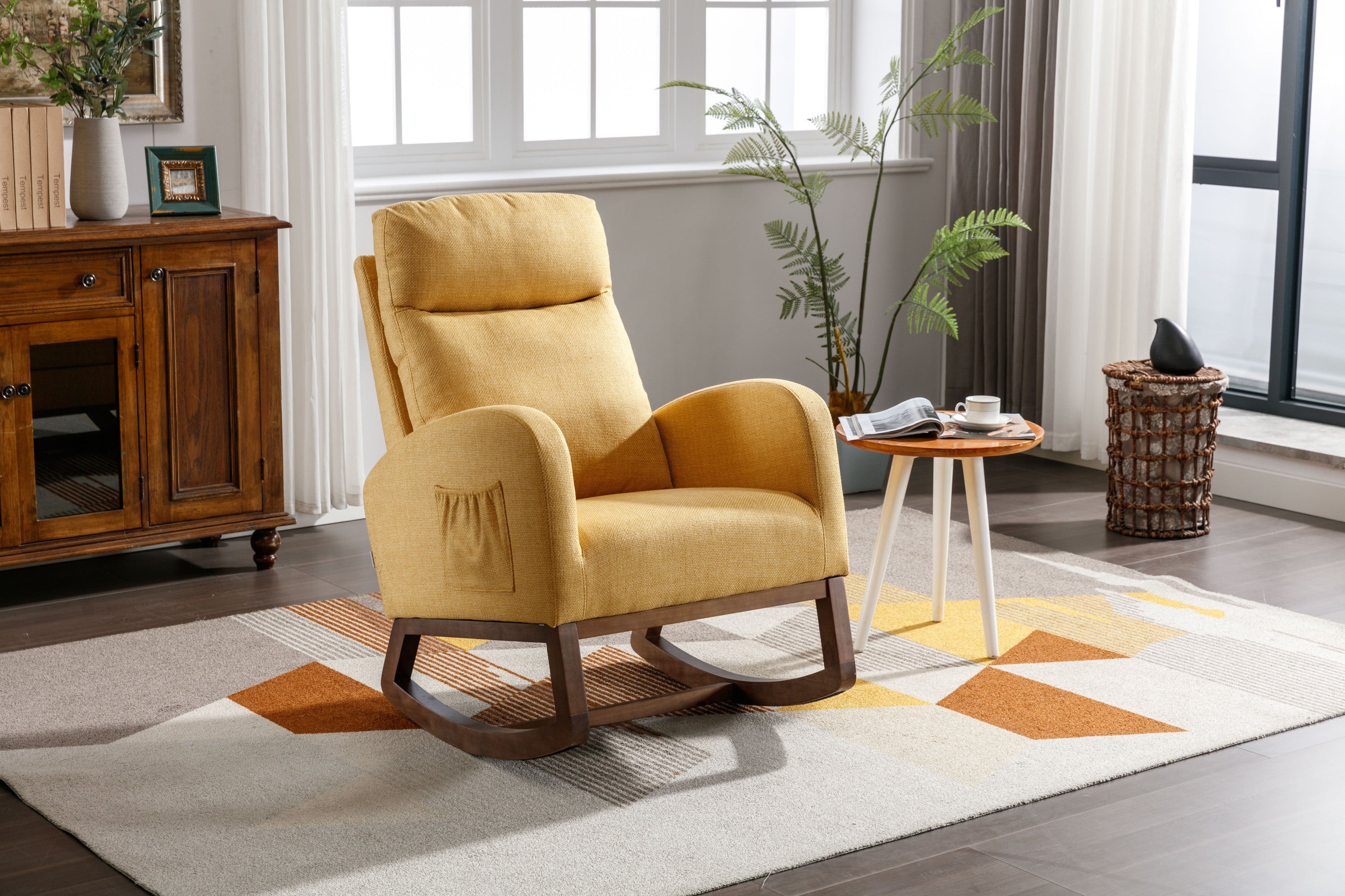 🆓🚛 Living Room Comfortable Rocking Chair Living Room Chair, yellow