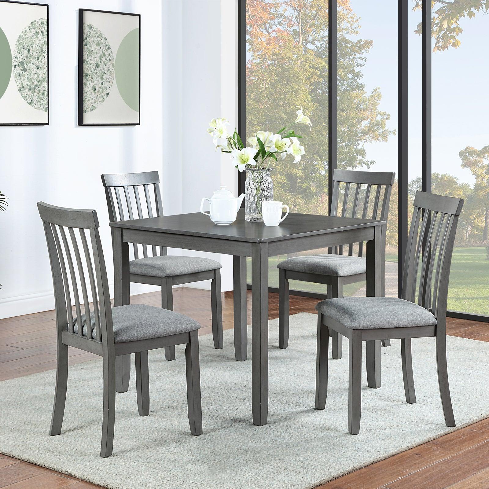 🆓🚛 Wooden Dining Rectangular Table Set for 4, Kitchen Dining Table for Small Space, Gray