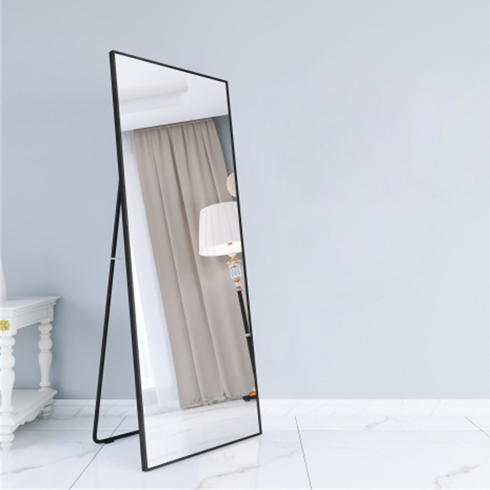 🆓🚛 Wall-Mounted Alloy Frame Full Length Mirror, Black