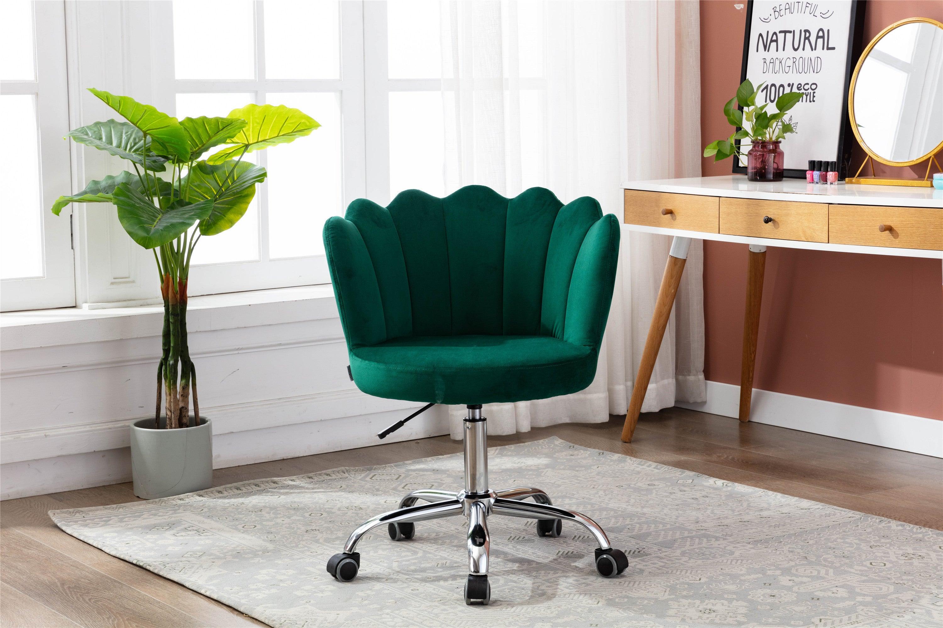 🆓🚛 Swivel Shell Chair for Living Room/Bed Room, Modern Leisure Office Chair Green