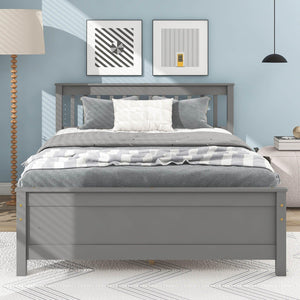 Full Bed With Headboard, Footboard And Nightstand For Kids, Teens, & Adults, Grey