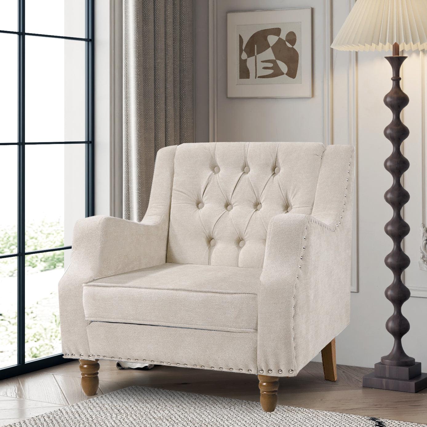 🆓🚛 Lamcham 27Bg Beige Upholstered Armchair Living Room & Bedroom Chair