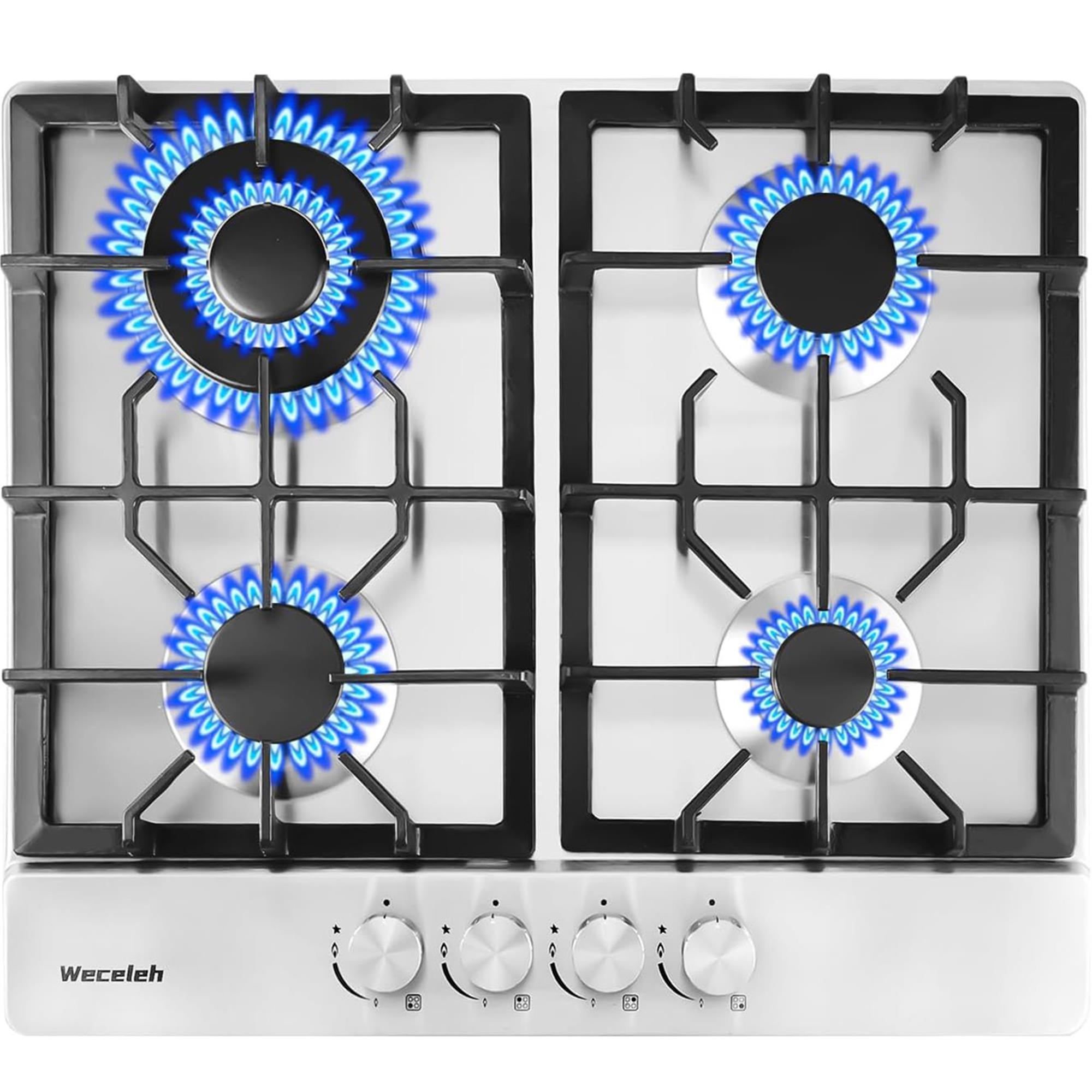 🆓🚛 24" 4 Burners Gas Propane Cooktop Stove Top Stainless Steel Built-In LPG/NG