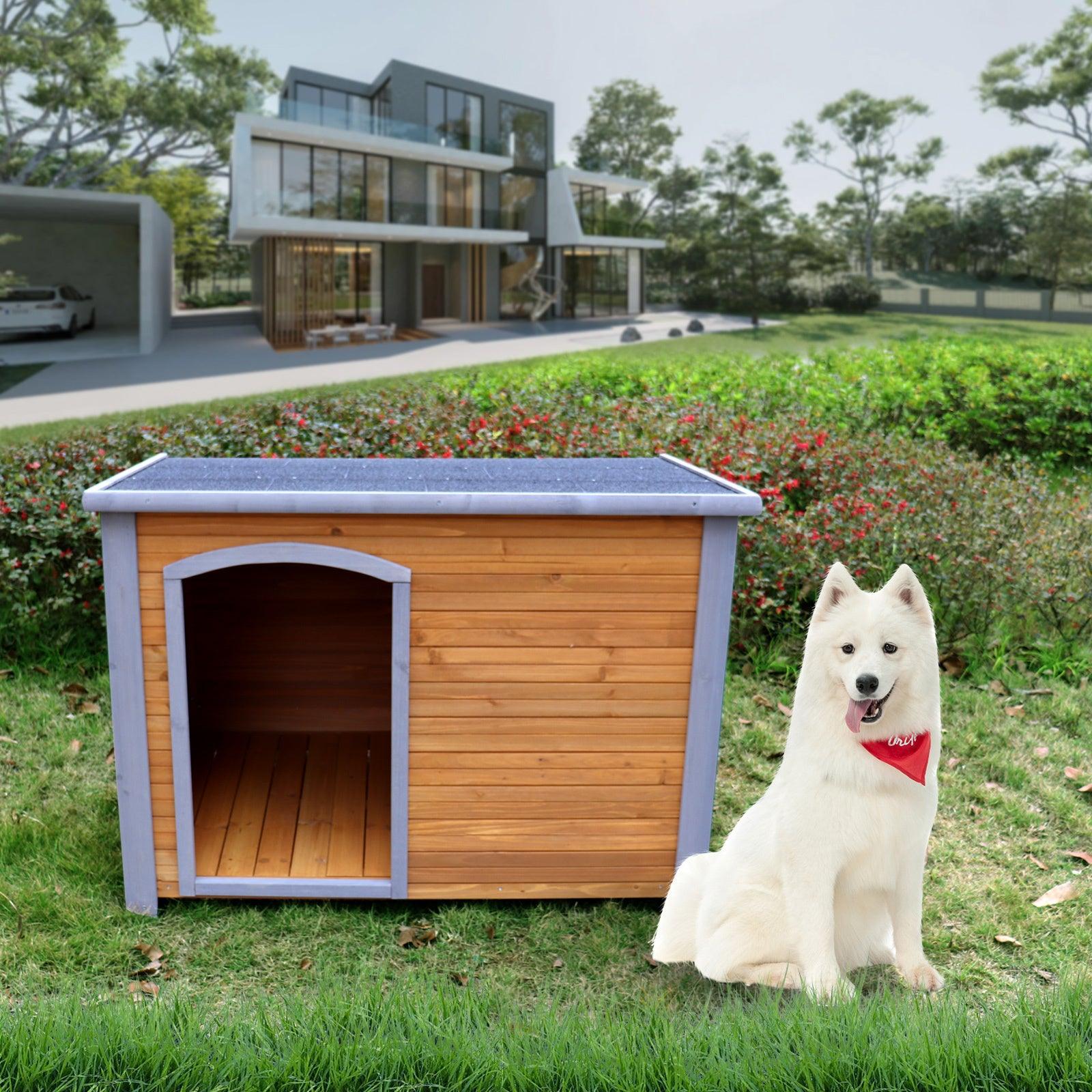 Dog House Outdoor & Indoor  Wooden Dog Kennel For Winter With Raised Feet Weatherproof For Large Dogs