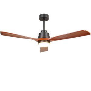 52" 6 Wooden Speed Ceiling Fan W/ Dimmable Led Lights & Remote Control