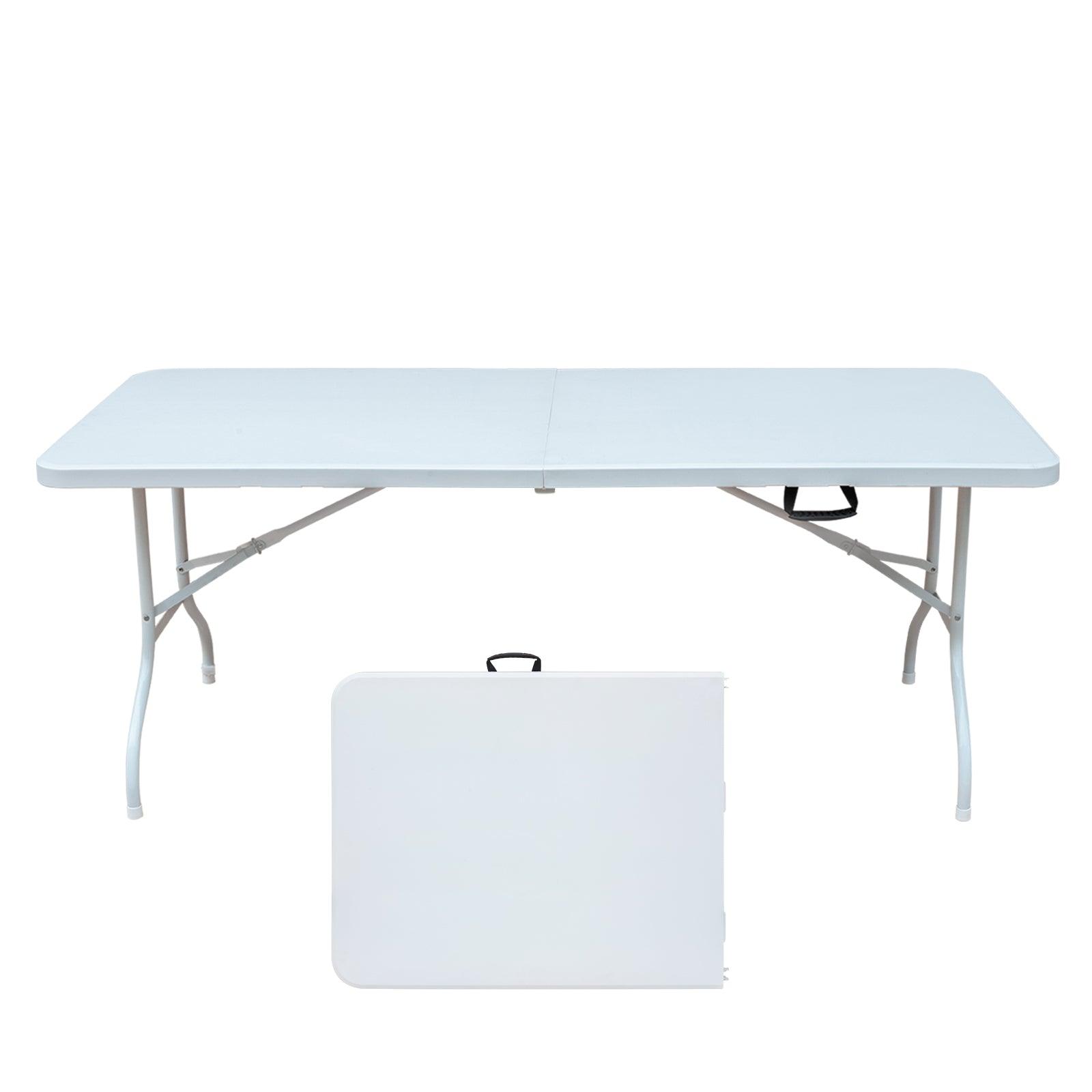 🆓🚛 6Ft Portable Folding Table With Hand Grip, Suitable for Picnic Camping Garden Dinner Party, Stable & Reliable, Versatile