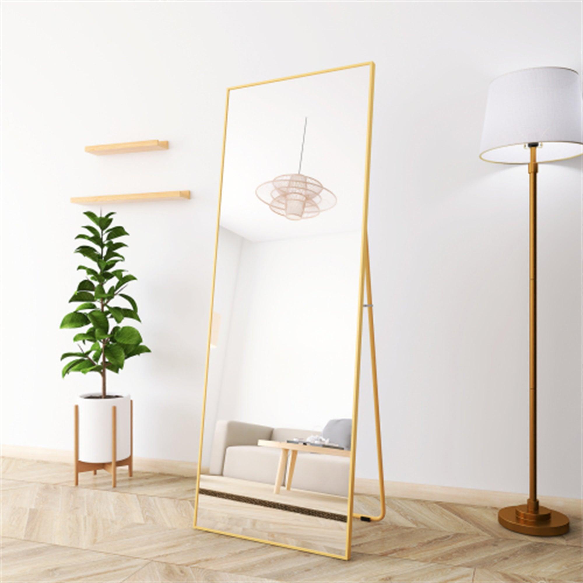 🆓🚛 Wall-Mounted Alloy Frame Full Length Mirror, Golden