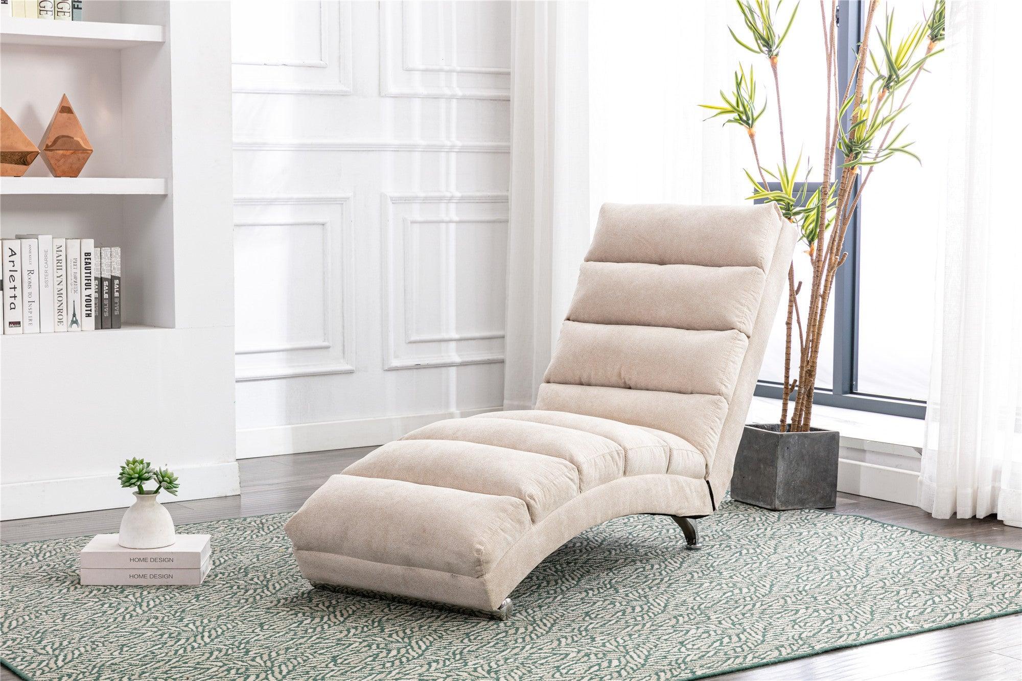 🆓🚛 Linen Chaise Lounge Indoor Chair, Modern Long Lounger for Office Or Living Room