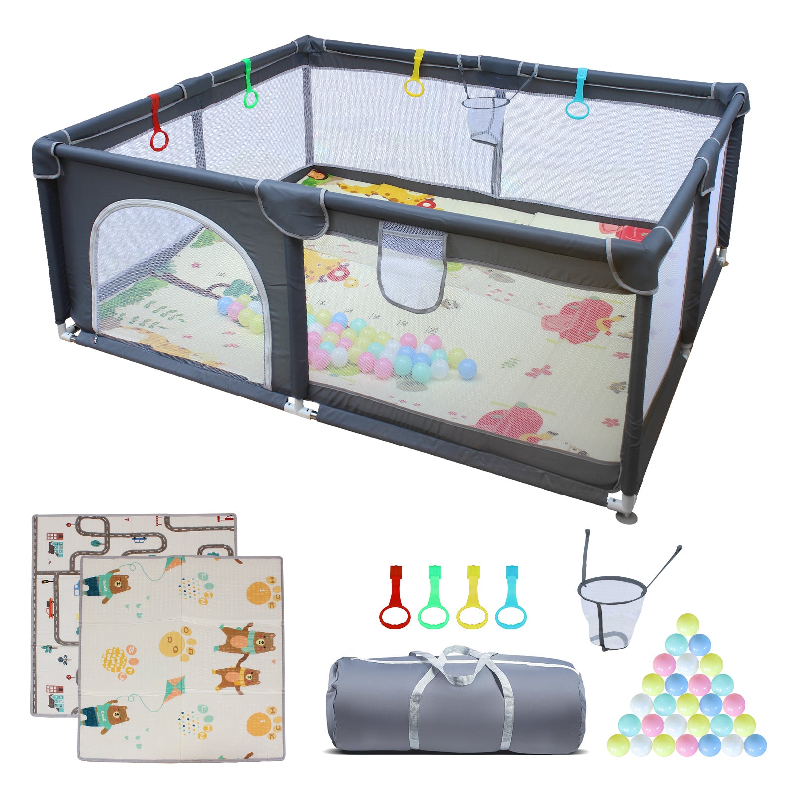 🆓🚛 71" X 59" Baby Playard Cloth Playpen Removable Enclosures for Indoor and Outdoor Use Care for Children and Pets