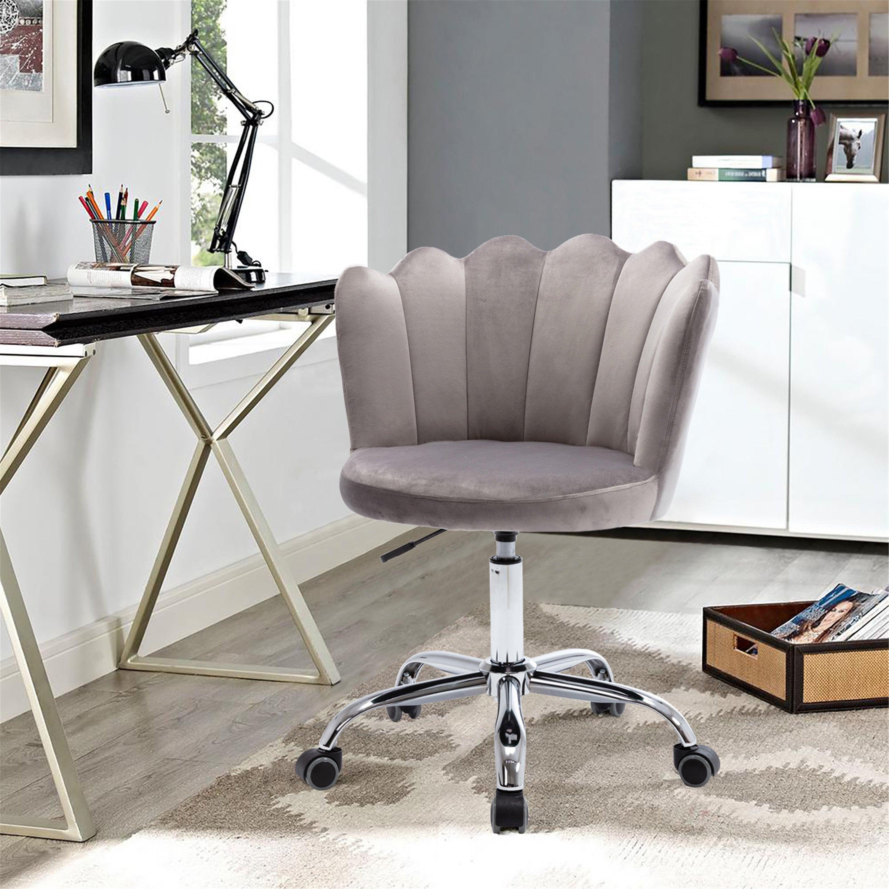 🆓🚛 Swivel Shell Chair for Living Room/Bed Room, Modern Leisure Office Chair, Gray