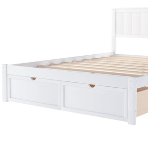 Full Size Platform Bed With Under-Bed Drawers, White