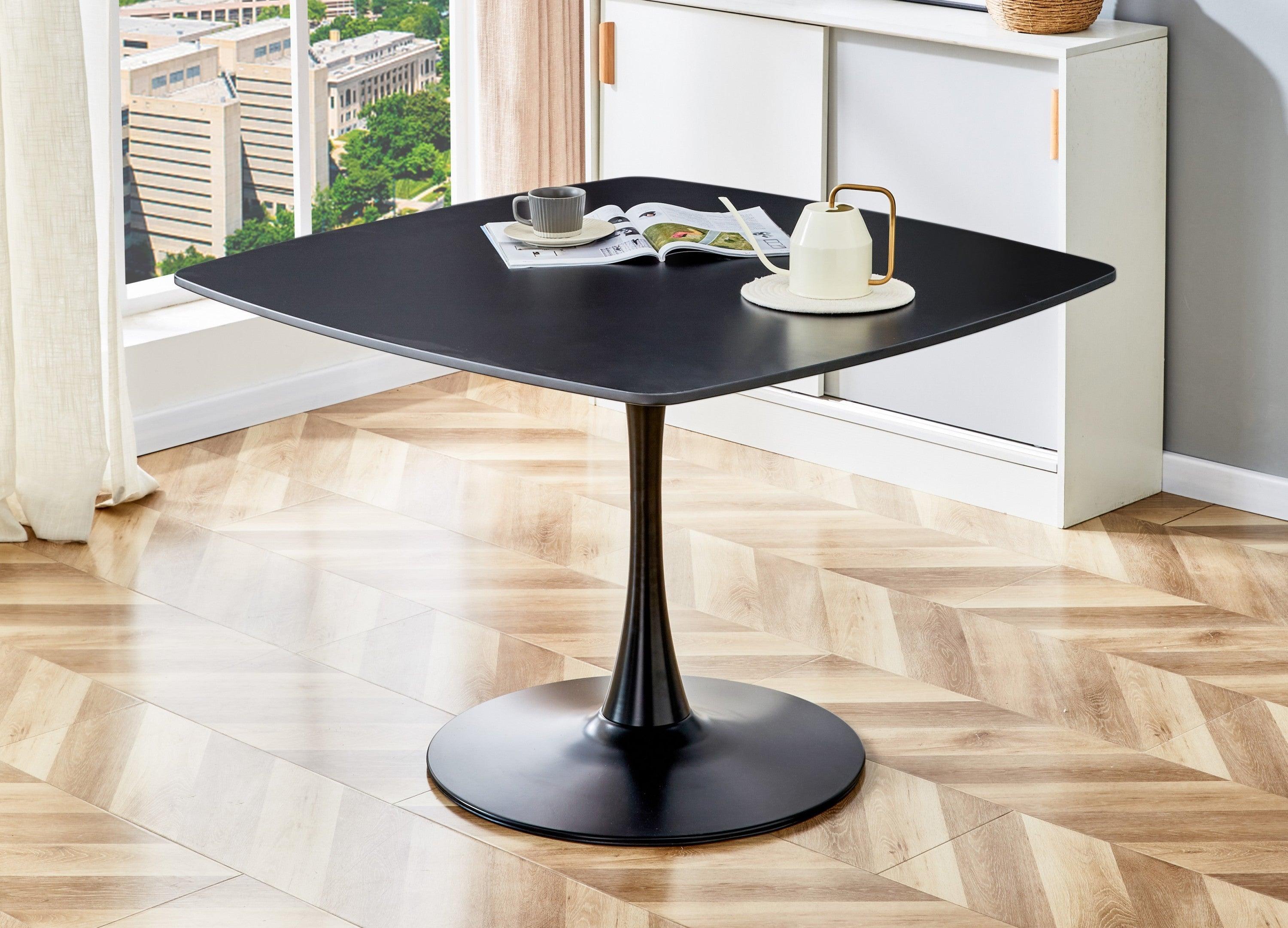 42.1" BLACK Table Mid-century Dining Table for 4-6 people With Round Mdf Table Top, Pedestal Dining Table, End Table Leisure Coffee Table
