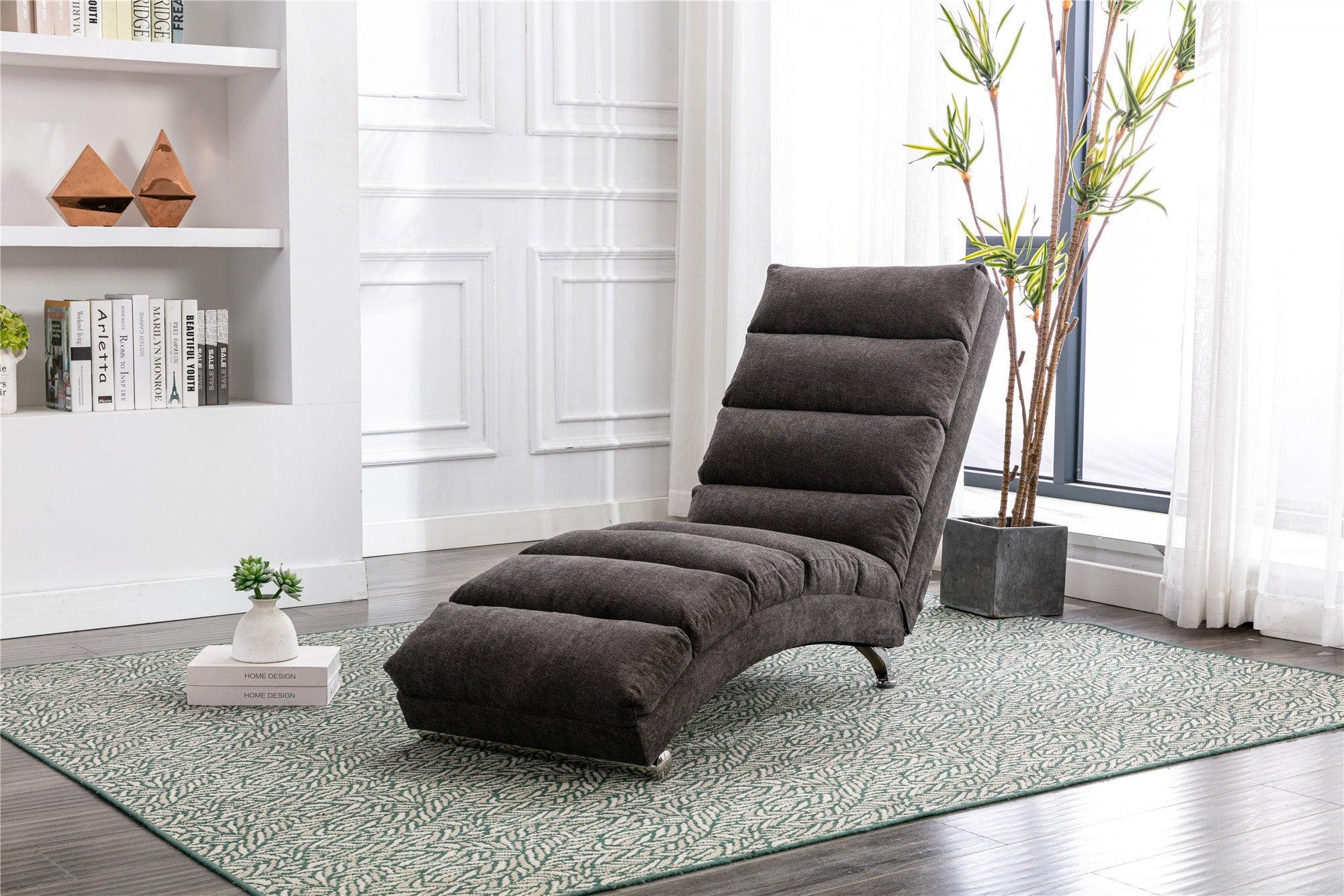 🆓🚛 Linen Chaise Lounge Indoor Chair, Modern Long Lounger for Office Or Living Room