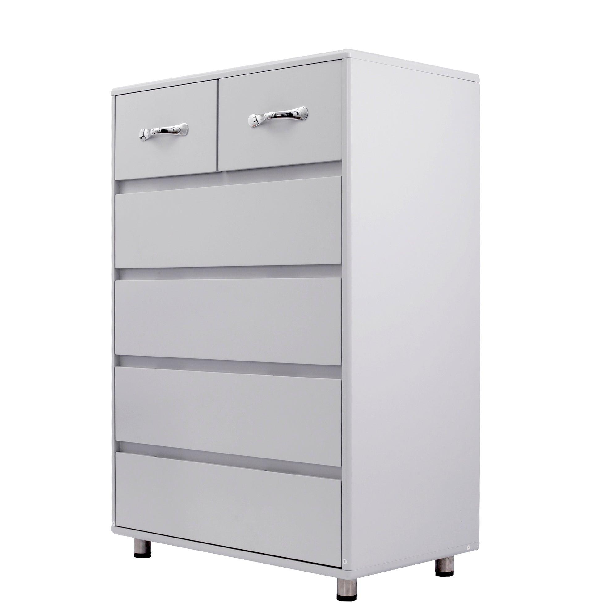 🆓🚛 Six Drawer Side Table-Gray