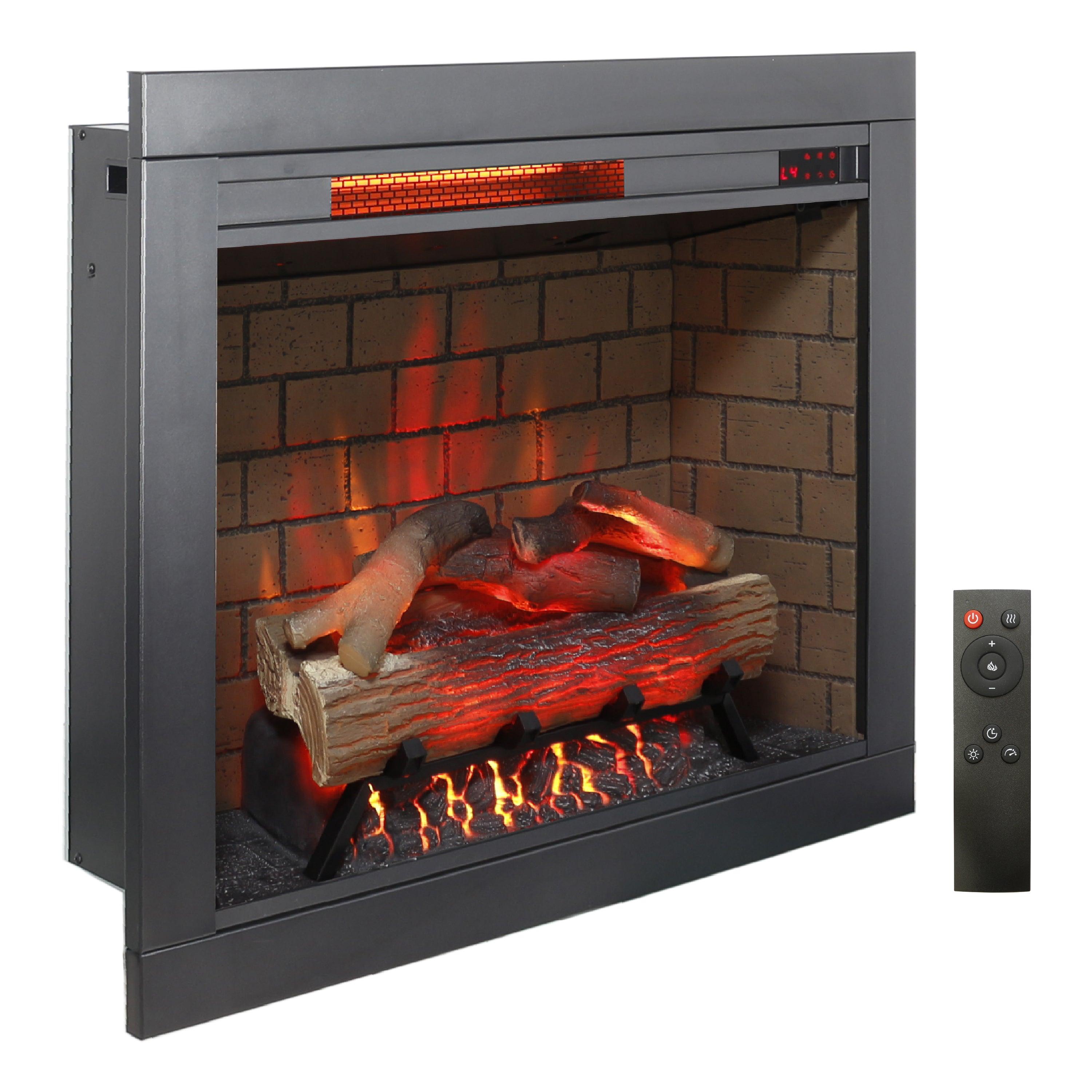 🆓🚛 28" Infrared Electric Fireplace Insert, Touch Panel Home Decor Heater, Smokeless Firebox With Trim Kit