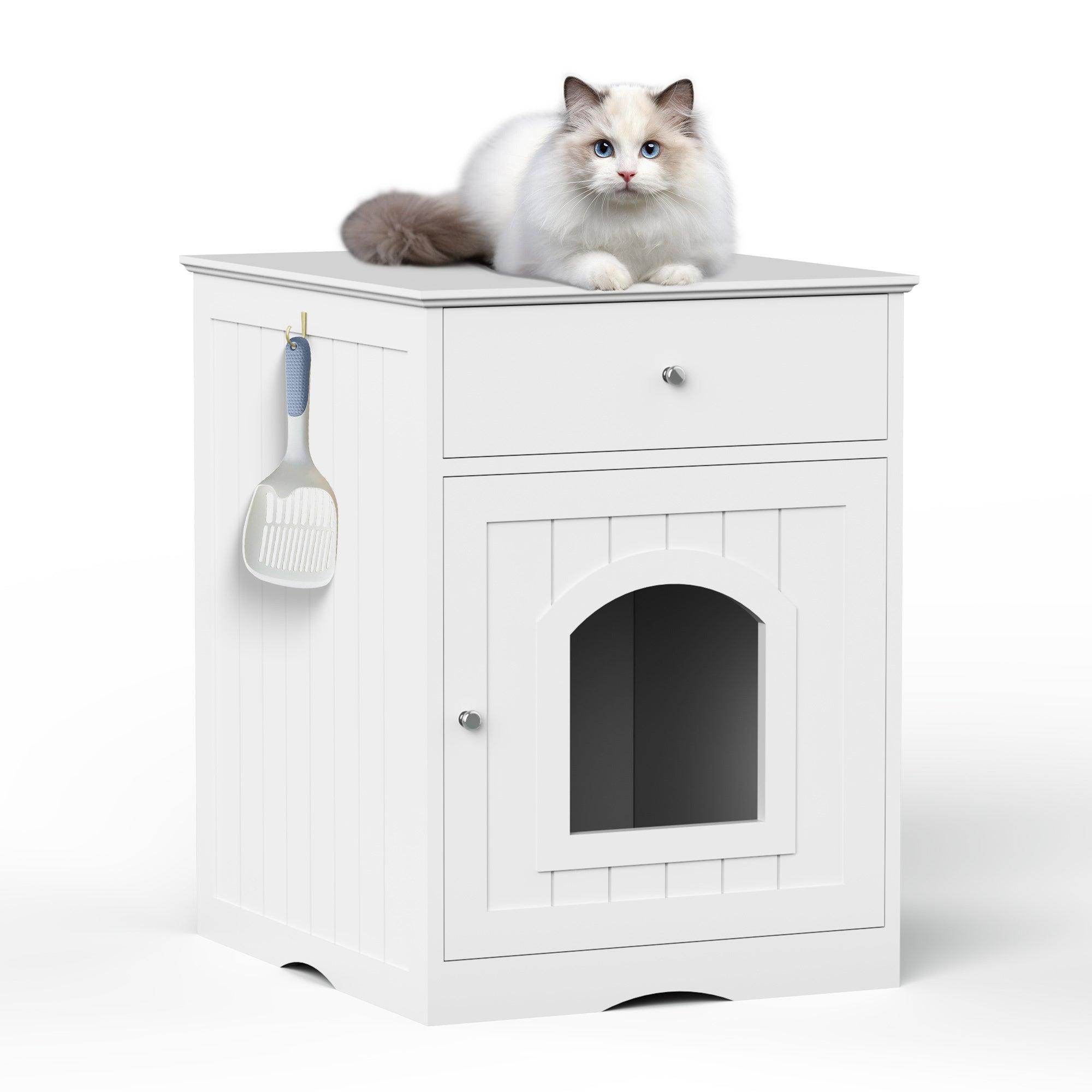 🆓🚛 Wooden Pet House Cat Litter Box Enclosure With Drawer