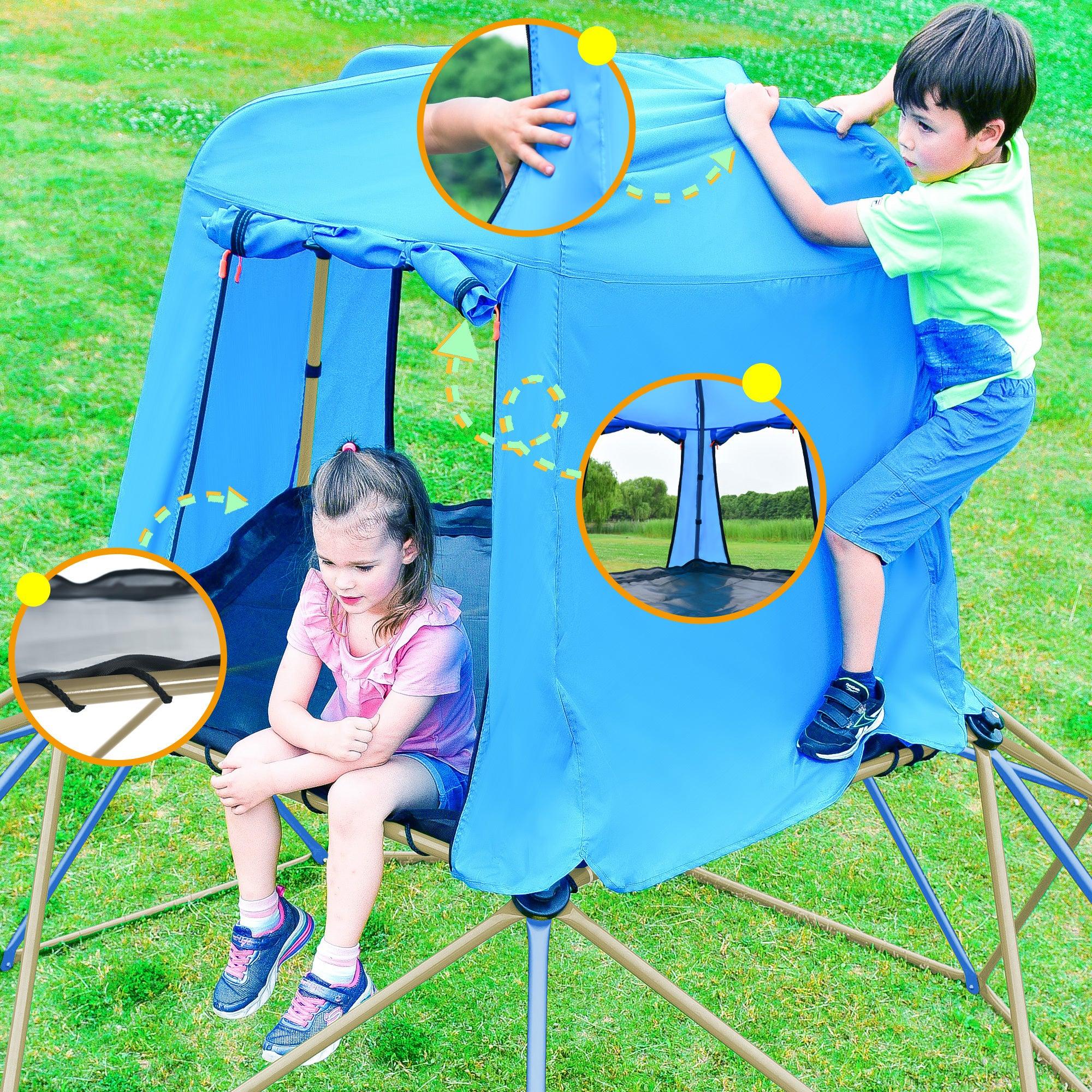 🆓🚛 Kids Climbing Dome With Canopy & Playmat - 10 Ft Jungle Gym Geometric Playground Dome Climber Play Center, Rust & Uv Resistant Steel Supporting 1000 Lbs